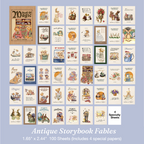Vintage children's antique storybook fables animal magic book stickers