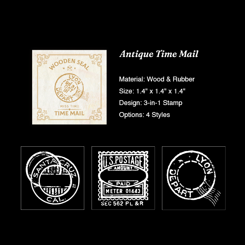 "Miss Time" Vintage 3-in-1 Nesting Wood Stamp