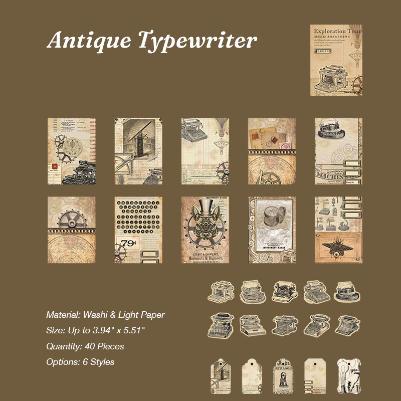 Antique typewriter vintage mixed media ephemera pack