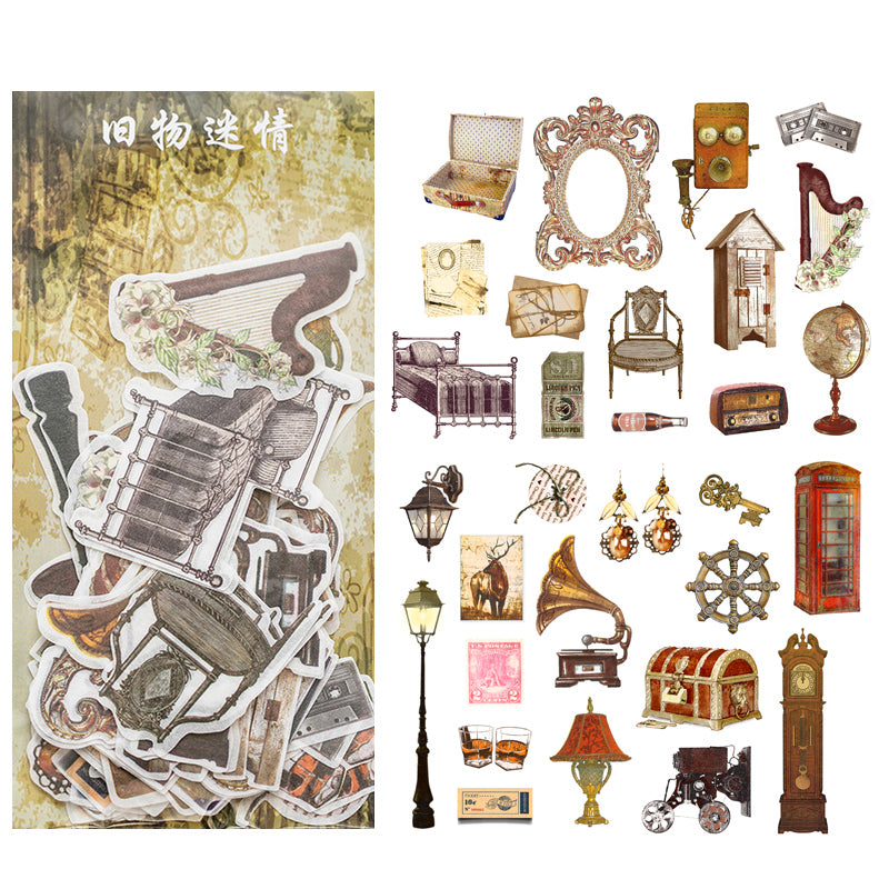 Antique curiosities and vintage objects washi stickers for scrapbooking