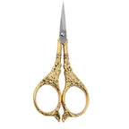 Antique gold lily scissors with carved floral handle