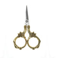 Antique gold mini floral scissors, vintage pocket scissors