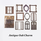 Antique oak charm dark brown hollow window frame stickers