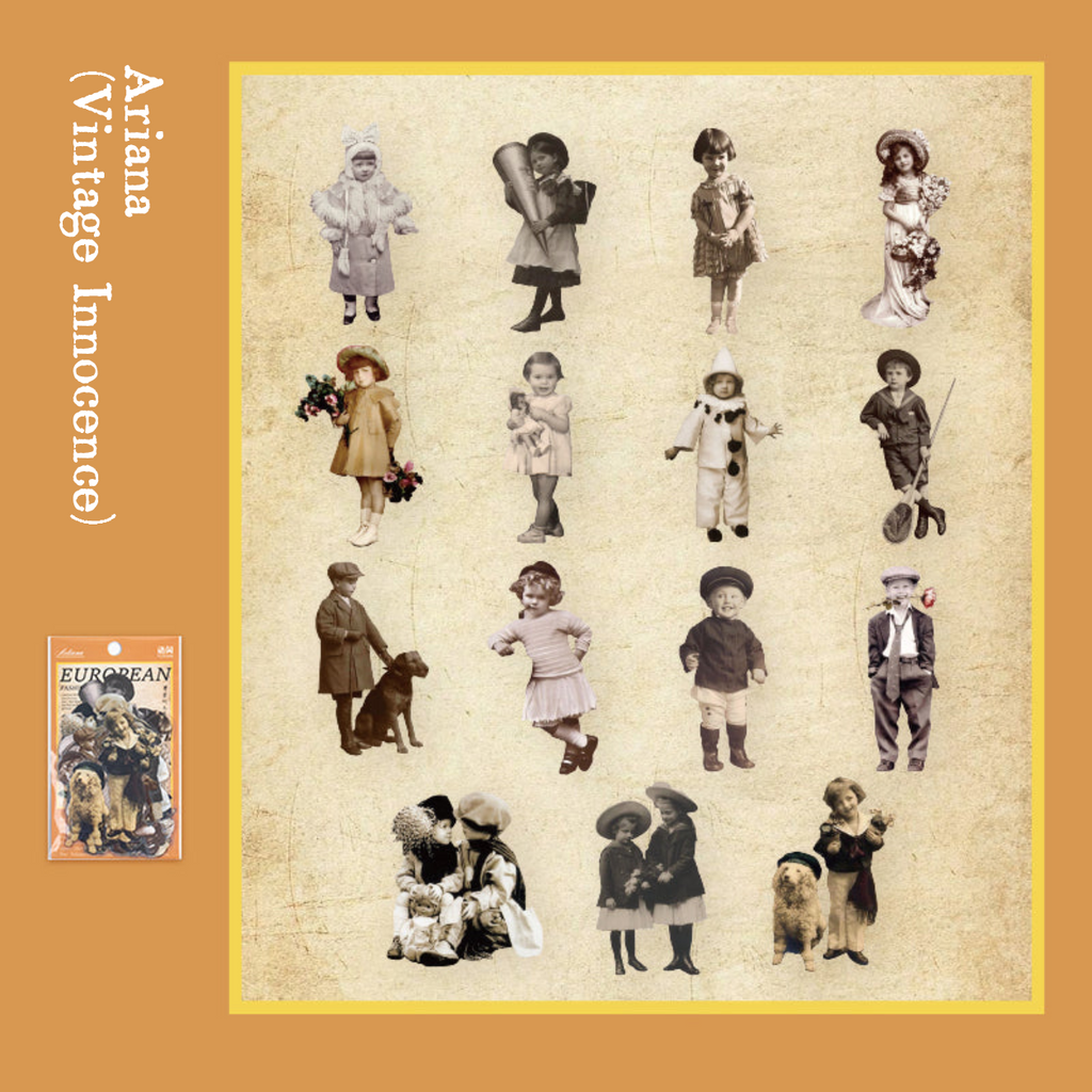 Ariana vintage innocence child portrait stickers for Victorian style planners