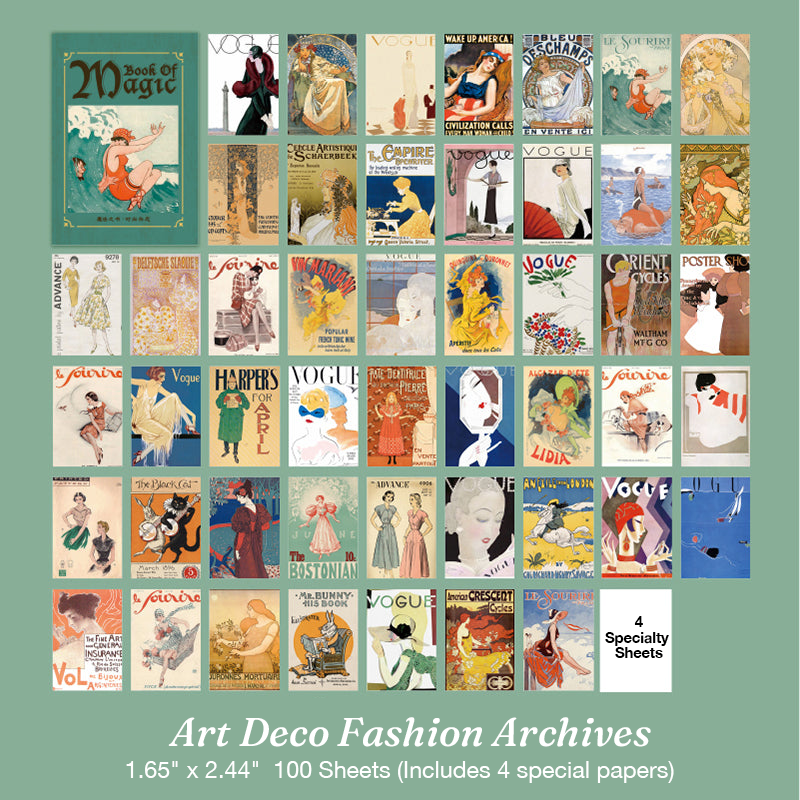 Art deco vintage fashion magazine archives sticker book for junk journal