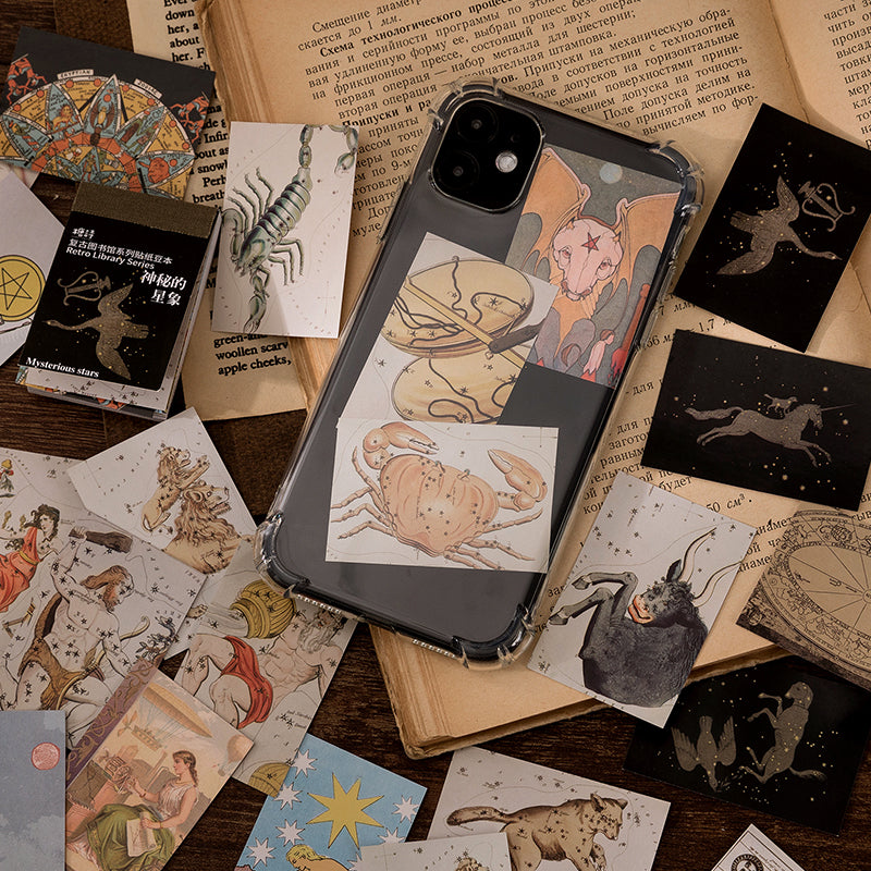 Artistic library themed stickers with vintage book designs for planner decoration and journaling
