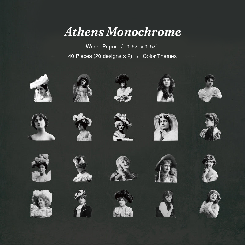 Athens monochrome black and white dark academia girl stickers