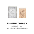 Vintage Hand-Drawn Bear Wooden Rubber Stamps — 8 Whimsical Designs