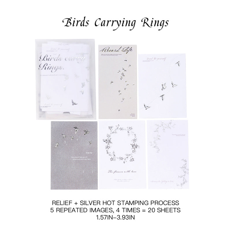 Bird Holding Ring elegant ephemera - vintage silver foil bird motif design