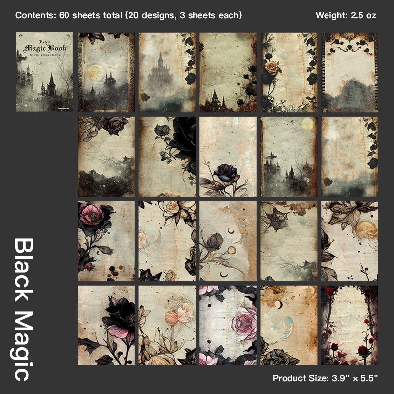 Magic Academy Collection - Black Magic Dark Vintage Background Paper Design