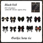 Gothic bow stickers style 3 — black lace and velvet bows, 10 pieces