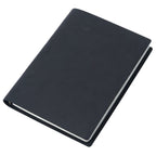 	Black B5 crazy horse leather ring binder notebook on white background