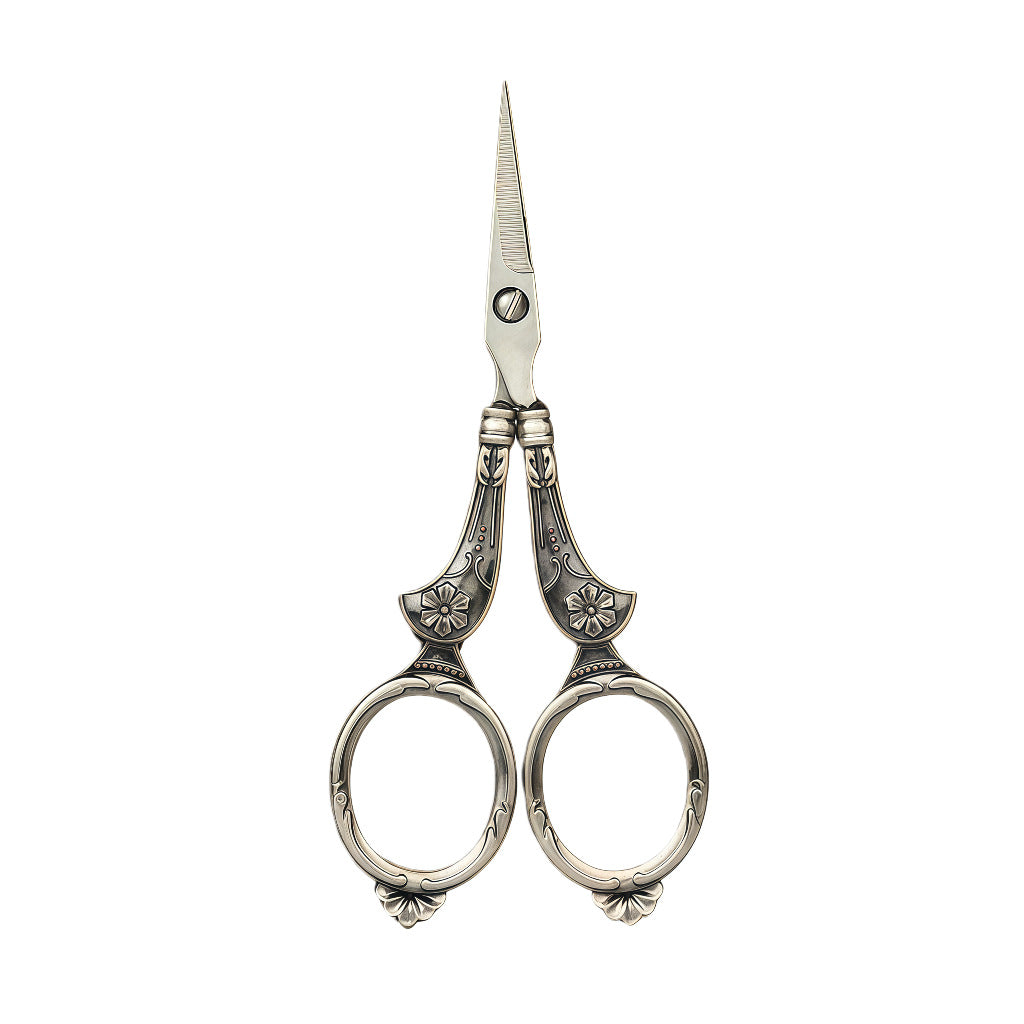 Black brushed Victorian court scissors with figure-eight handles