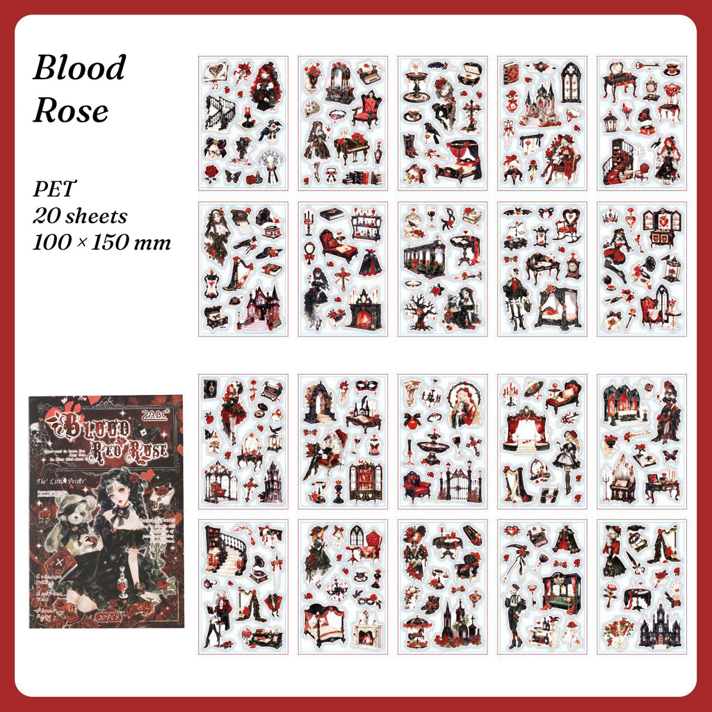 Thorn Chapel sticker book style 1 — Blood Rose, 20 gothic PET sheets