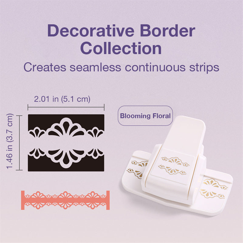 White border punch with blooming crown pattern cut sample and seamless continuous strip guide