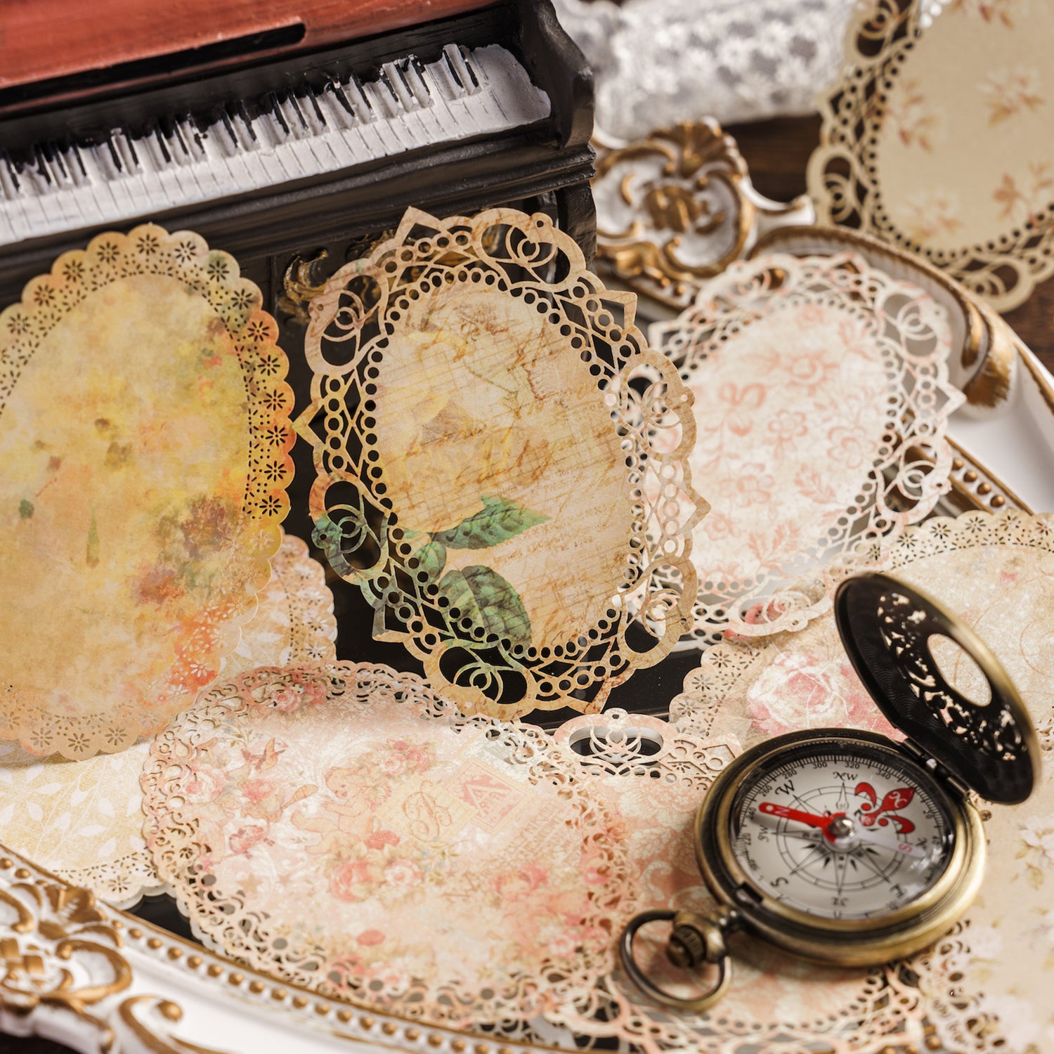 "Laser-cut floral memo pads showing hollow-out shadow effects"
