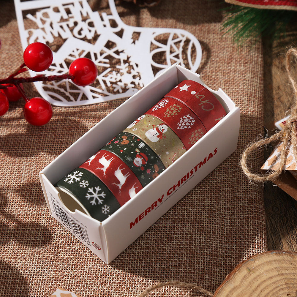 Blue and red Christmas washi tape set in gift box