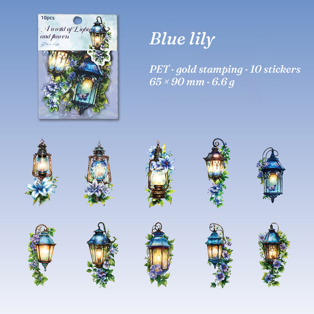 Blue Lily colorway — 10 blue lantern stickers