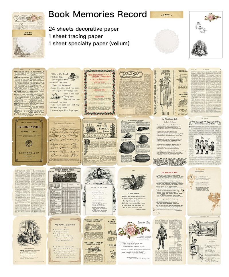Vintage Keepsakes - Book Memories Record Background Paper Design