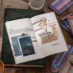 Assorted vintage library stickers featuring literary themes and English text for creative projects