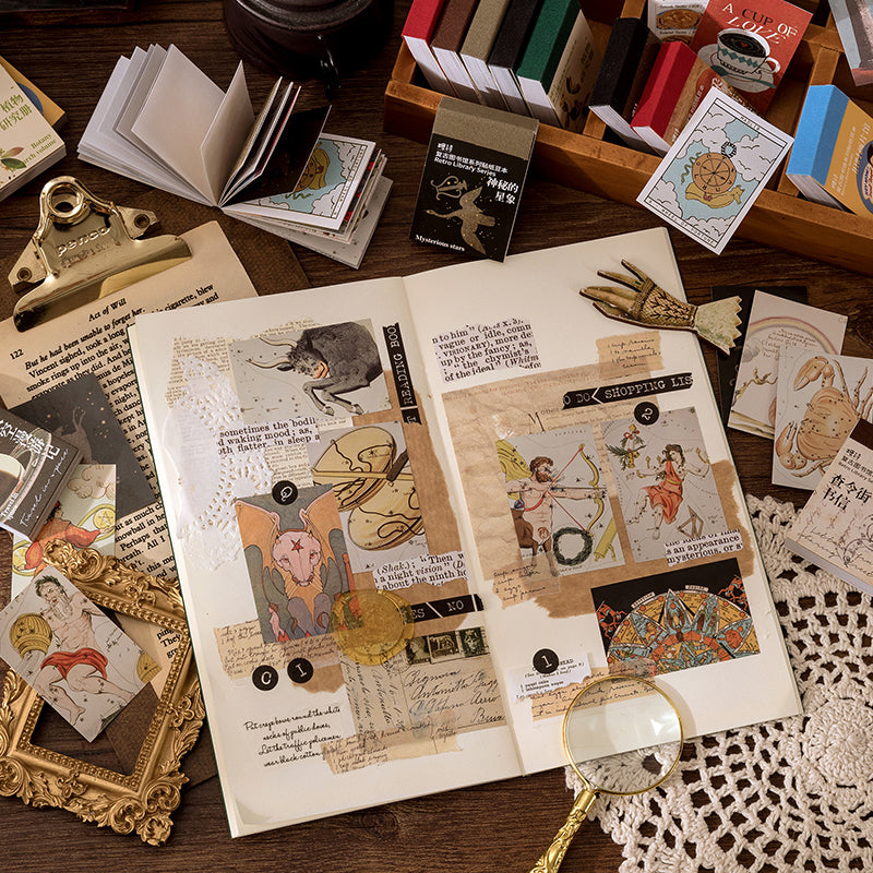 Book themed decorative stickers with vintage library aesthetic for literary-inspired crafts
