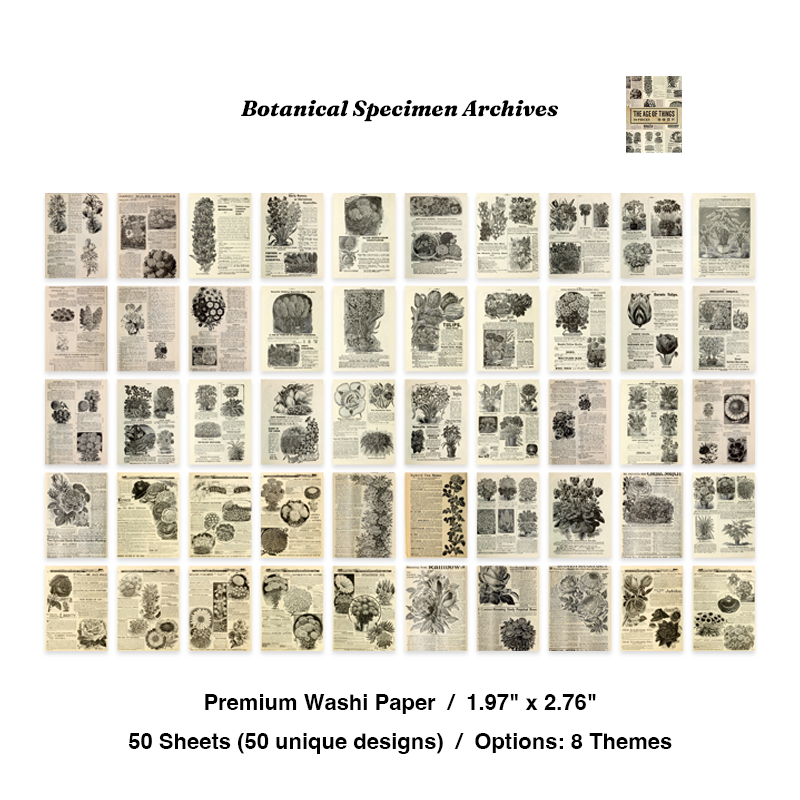 Botanical specimen archives plant encyclopedia vintage stickers