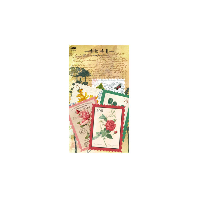 Vintage floral and handwritten letter stamp stickers