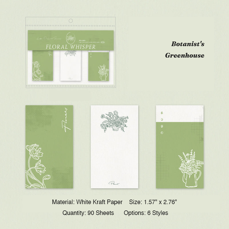 Botanist's greenhouse vintage floral and plant sticky note pad
