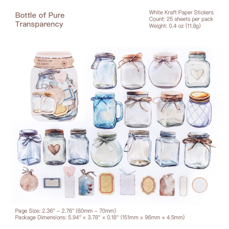 Pure Transparency design - vintage glass bottle label sticker