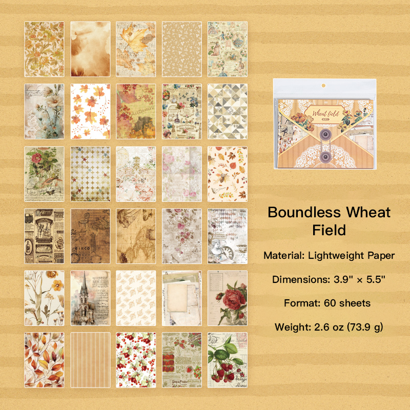 Boundless Wheat Field design - nature-inspired vintage paper