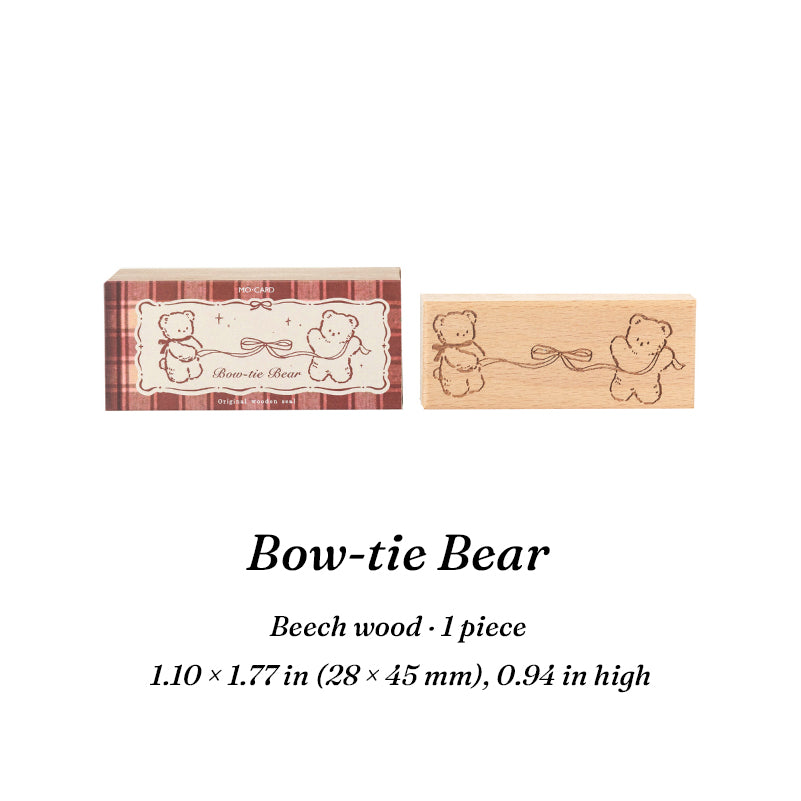 Vintage Hand-Drawn Bear Wooden Rubber Stamps — 8 Whimsical Designs