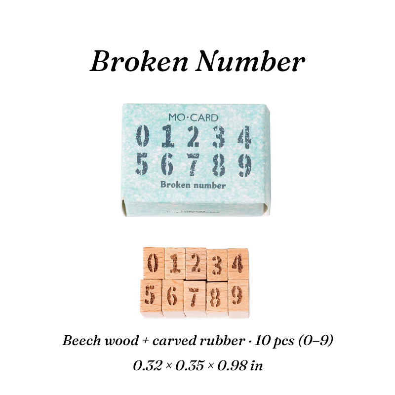 Vintage 0-9 Number Wooden Rubber Stamps — 10 Pcs, 6 Typeface Styles