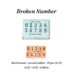 Vintage 0-9 Number Wooden Rubber Stamps — 10 Pcs, 6 Typeface Styles