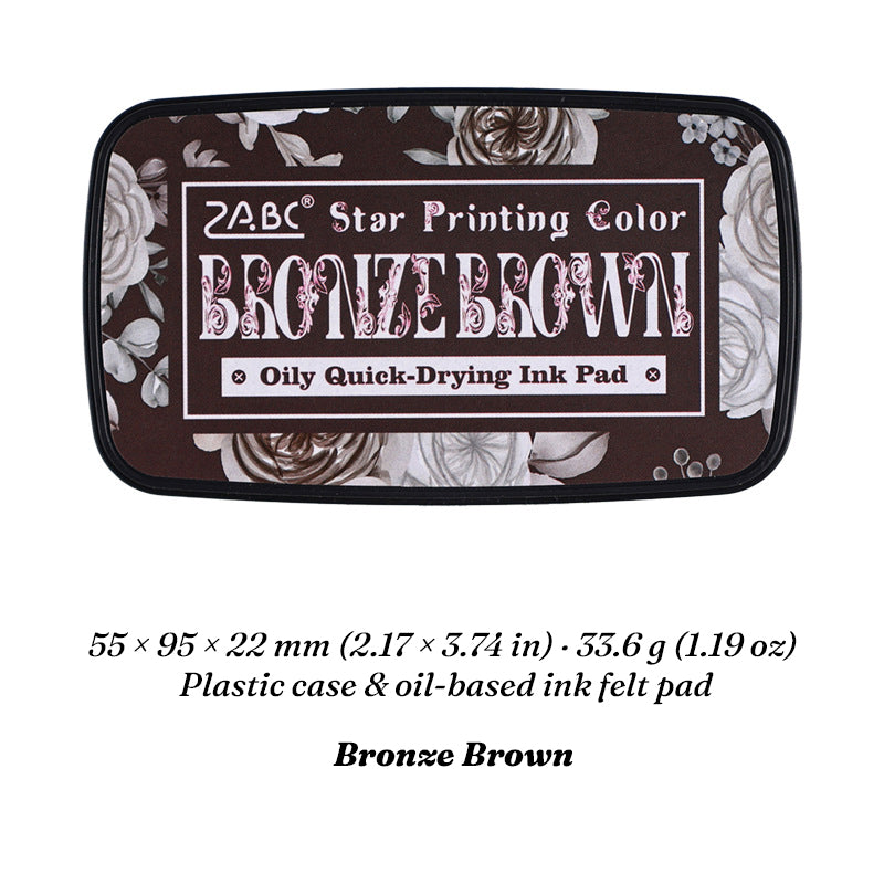 Bronze Brown Star Printing oil-based ink pad in floral case