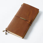 Brown crazy horse leather traveler's notebook, front view