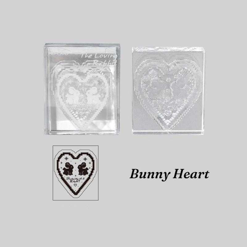 Bunny Heart lace stamp with heart-shaped bunny impression in dark ink