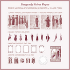 European vintage Burgundy Velvet Vogue mixed media craft pack for journaling