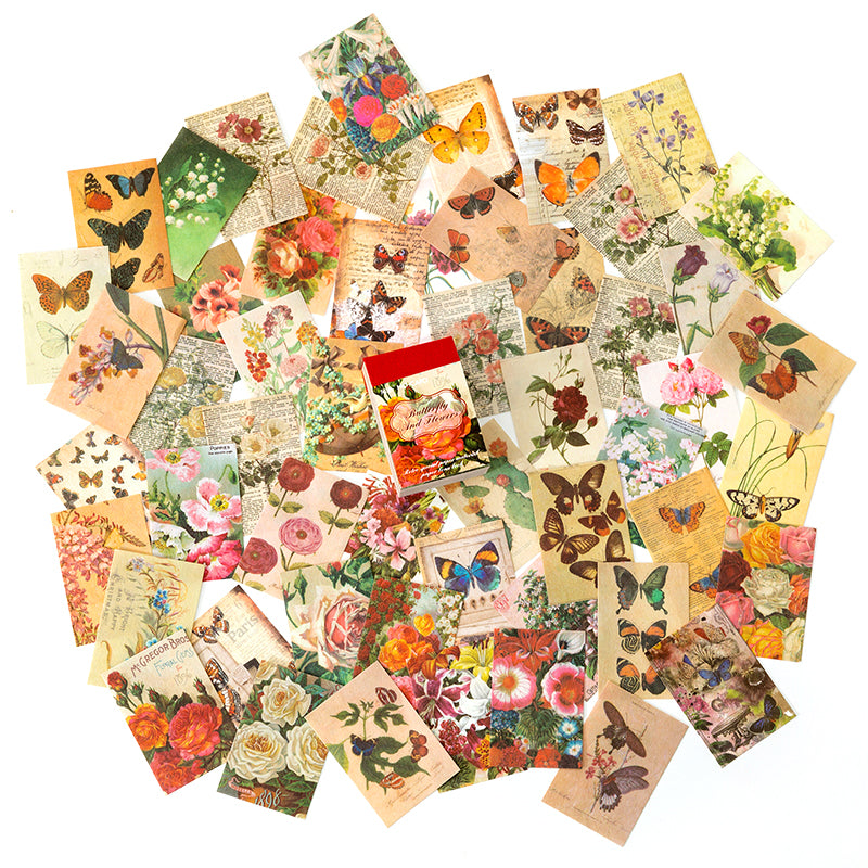 Butterflies & Bloom theme — 100-piece grid of butterfly papers