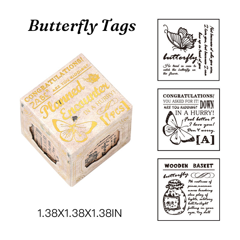 Butterfly and antique frame design wooden rubber stamp set for vintage decoration