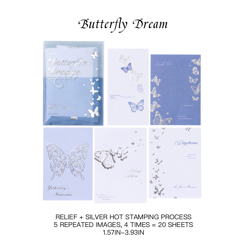 Butterfly Wings Embellish Dreams ephemera - delicate silver foil butterfly design