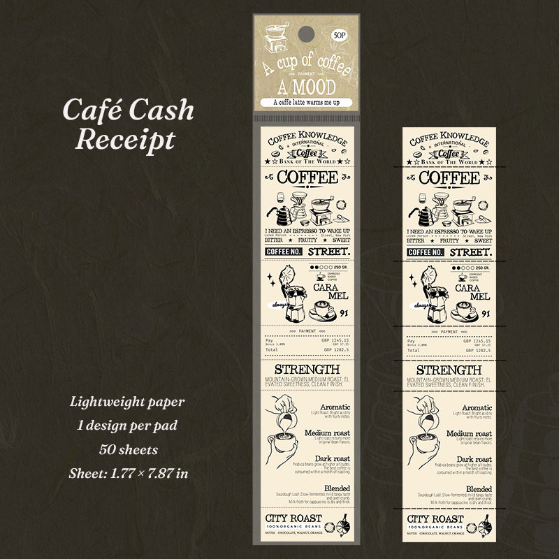 Vintage Coffee Theme Tear-Off Notepad Set — 6 Designs, 50 Sheets Each