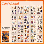 Candy Rascal sticker sheet — 20 candy mischief Halloween designs