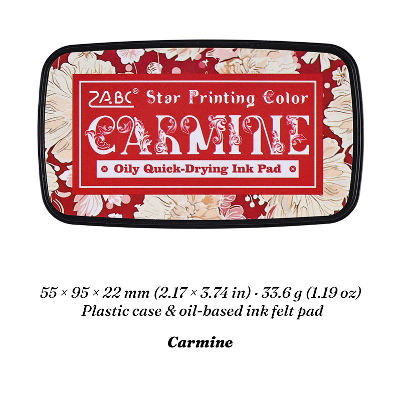 Carmine Star Printing oil-based ink pad in floral case