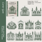 Carter Gate medieval background paper, gothic building design for vintage collage projects