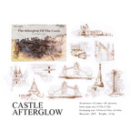 Castle Afterglow retro line art stickers - vintage architecture design