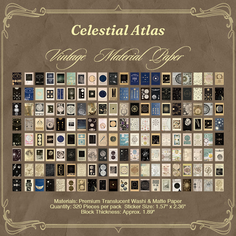 Celestial atlas moon phase dark academia aesthetic stickers