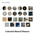 Celestial moon phases and planets vintage astronomy stickers