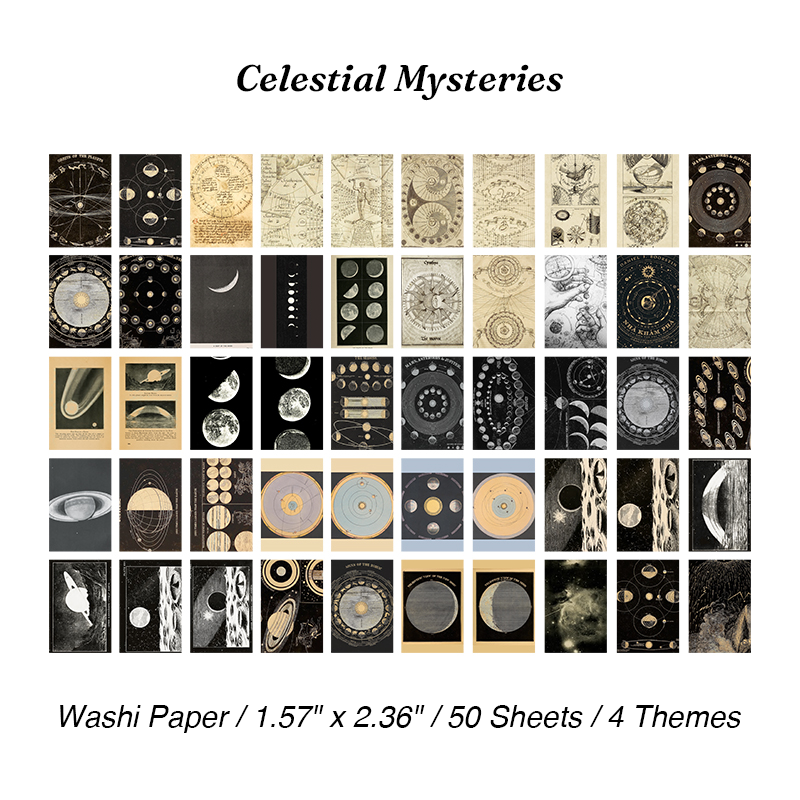Celestial mysteries vintage aesthetic washi sticker book