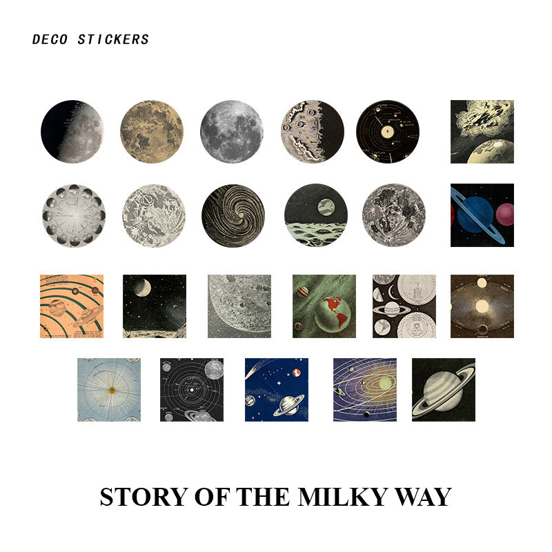 "Story of the Milky Way - celestial vintage stickers for journaling"