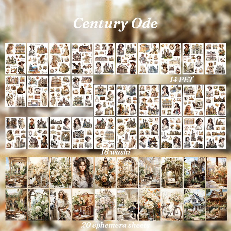 	nostalgic poems century ode full sheet chart 50 vintage sticker designs